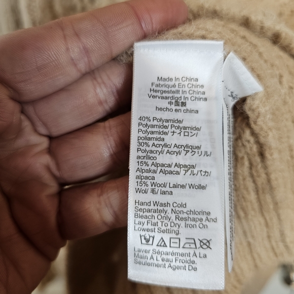 J. Crew Eyelash Knit Eyelet Pullover Alpaca Wool Blend Tan Sweater - Picture 4 of 9